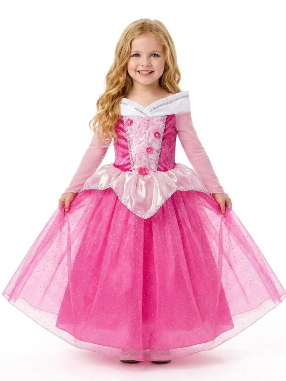 Sleeping Beauty Inspired Pink Princess Dress Stretch Top Sparkle Tulle Party